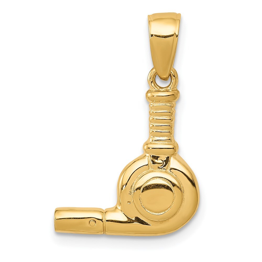 14k Yellow Gold 3-D Blow Dryer Pendant for Women