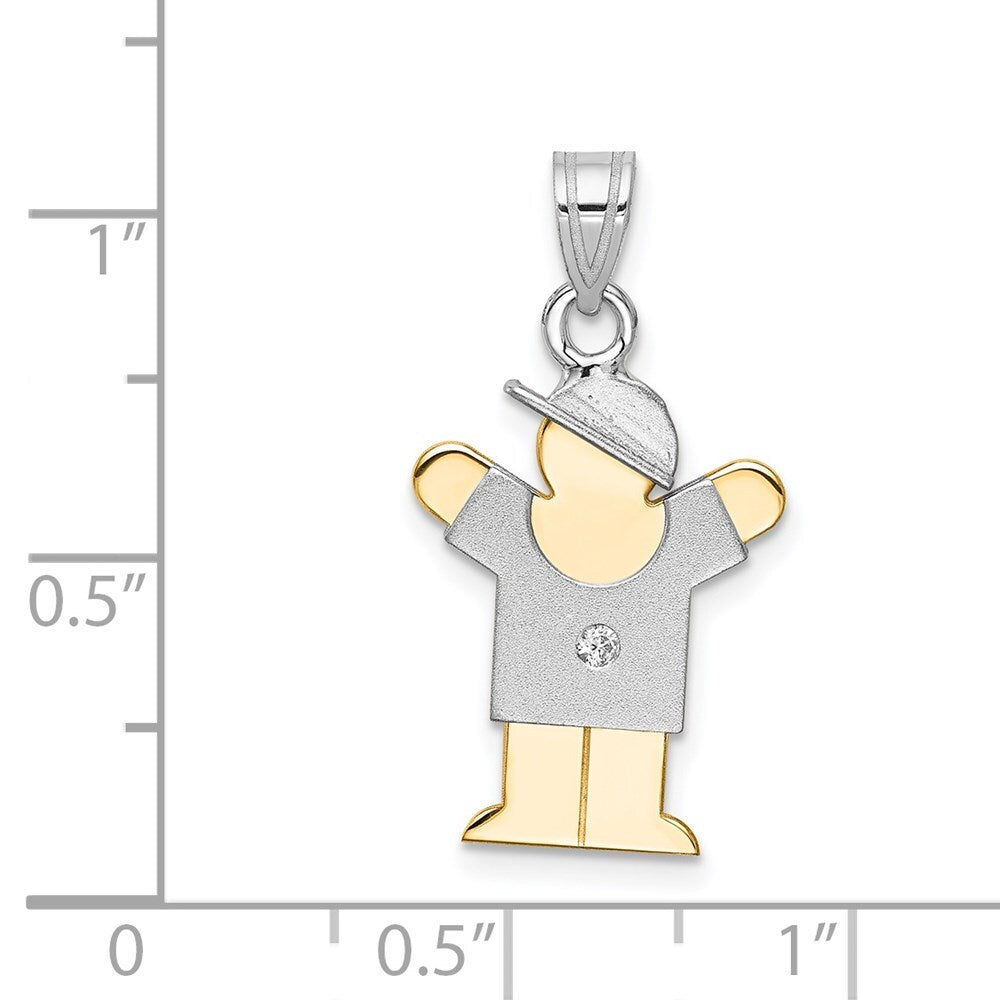14k Two-tone Gold AA Diamond Kid Pendant for Women