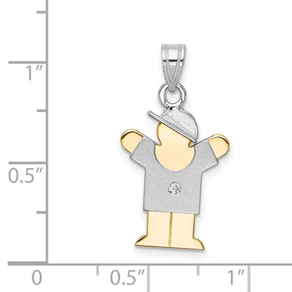 14k Two-tone Gold AA Diamond Kid Pendant for Women