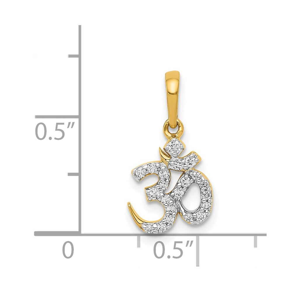 14k Yellow Gold 1/6ct. Diamond Om Pendant for Women