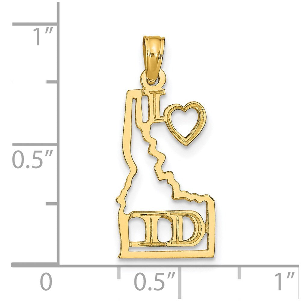 14k Yellow Gold Solid Idaho State Pendant for Women