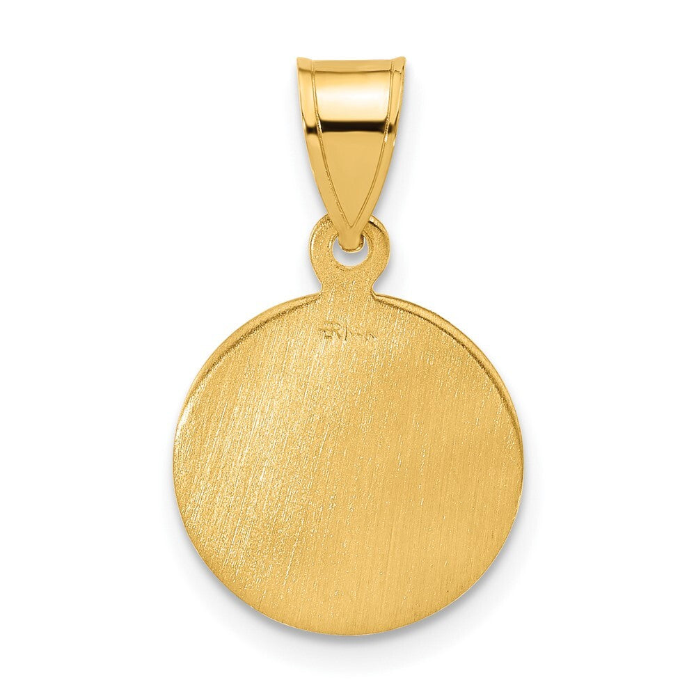14k Yellow Gold Polished and Satin Solid St. Michael Medal Pendant for Women