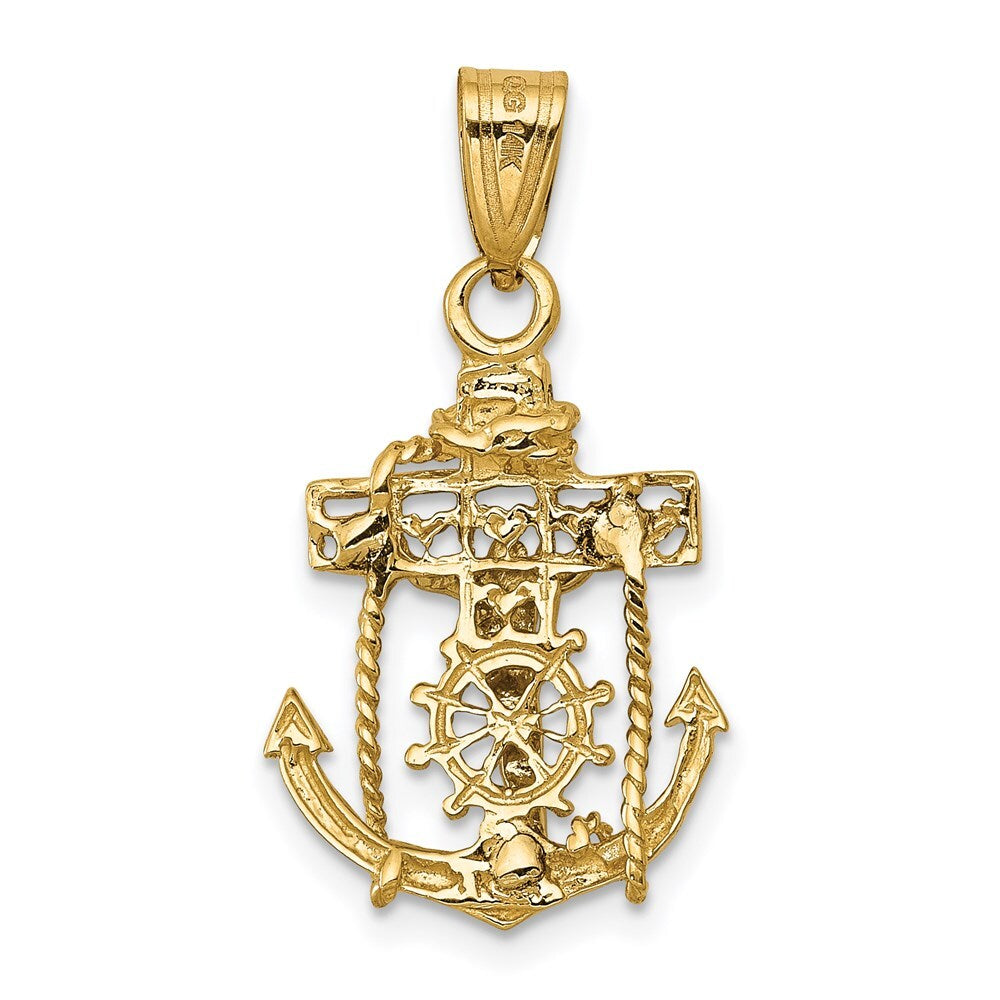 14k Two-tone Gold Mariners Cross Pendant for Women