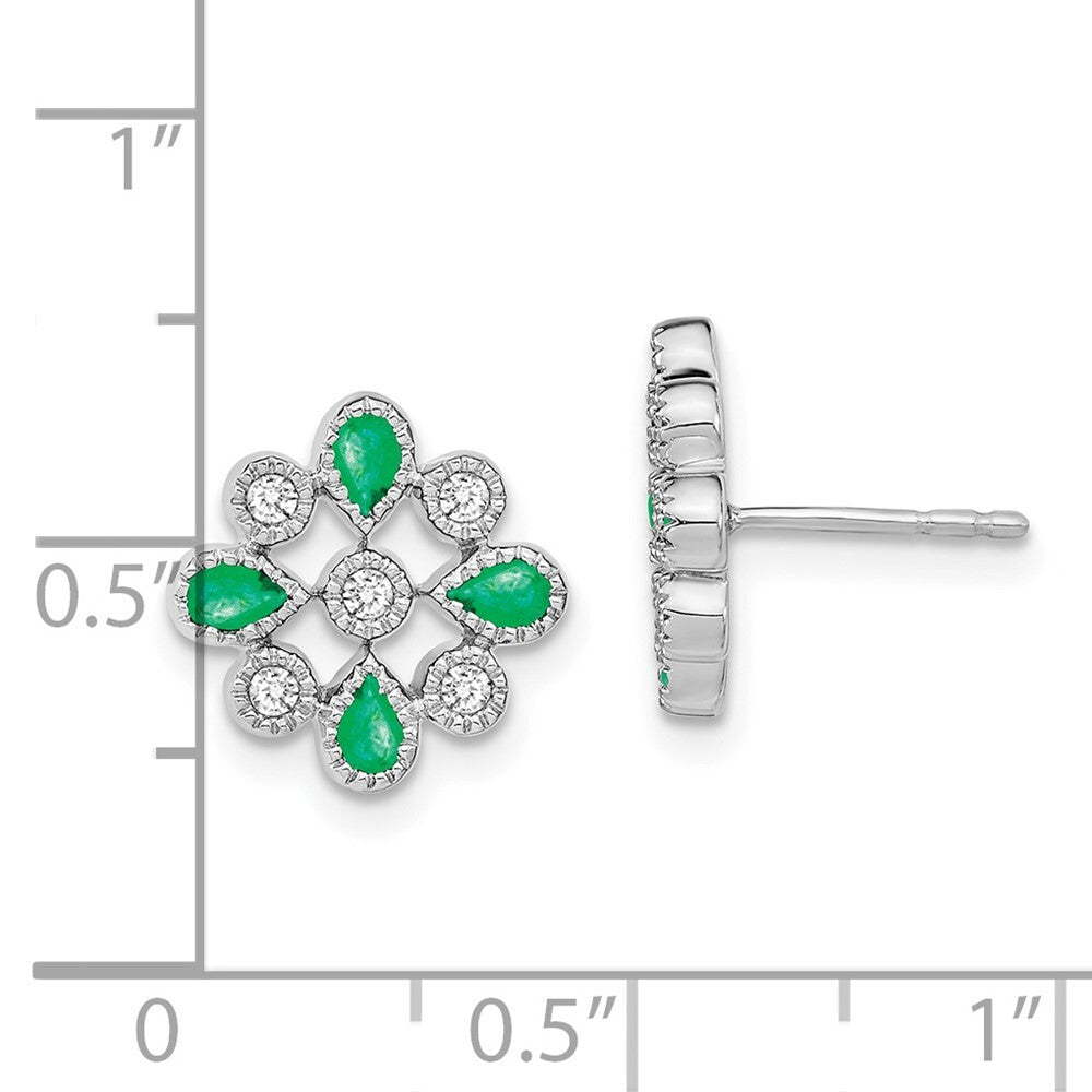 14k White Gold Emerald and Diamond Drop & Dangle Earrings