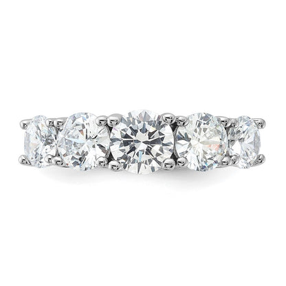 Sterling Silver Rhodium-plated Cubic Zirconia 5-Stone Ring Size 7