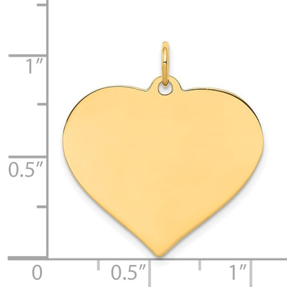 14k Yellow Gold Plain .013 Gauge Engravable Heart Disc Charm Pendant for Women