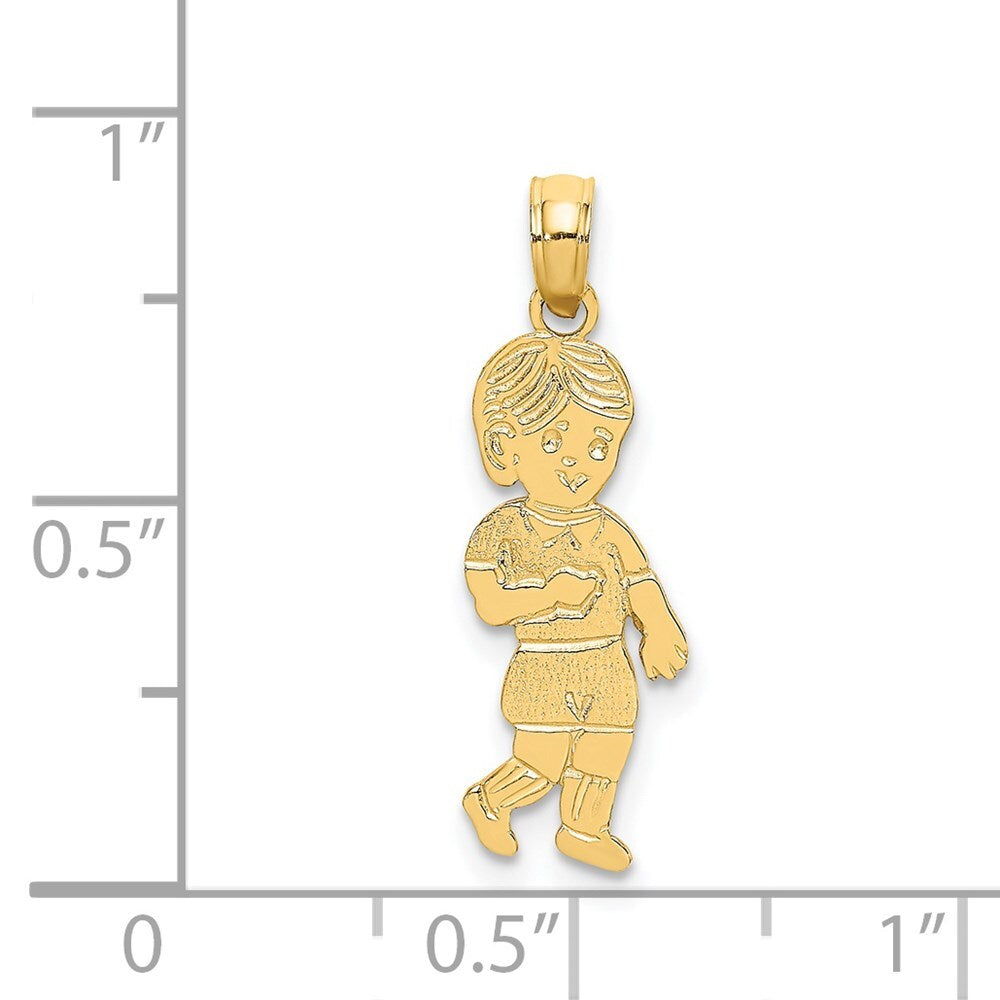 14k Yellow Gold Little Boy Walking Charm Pendant for Women