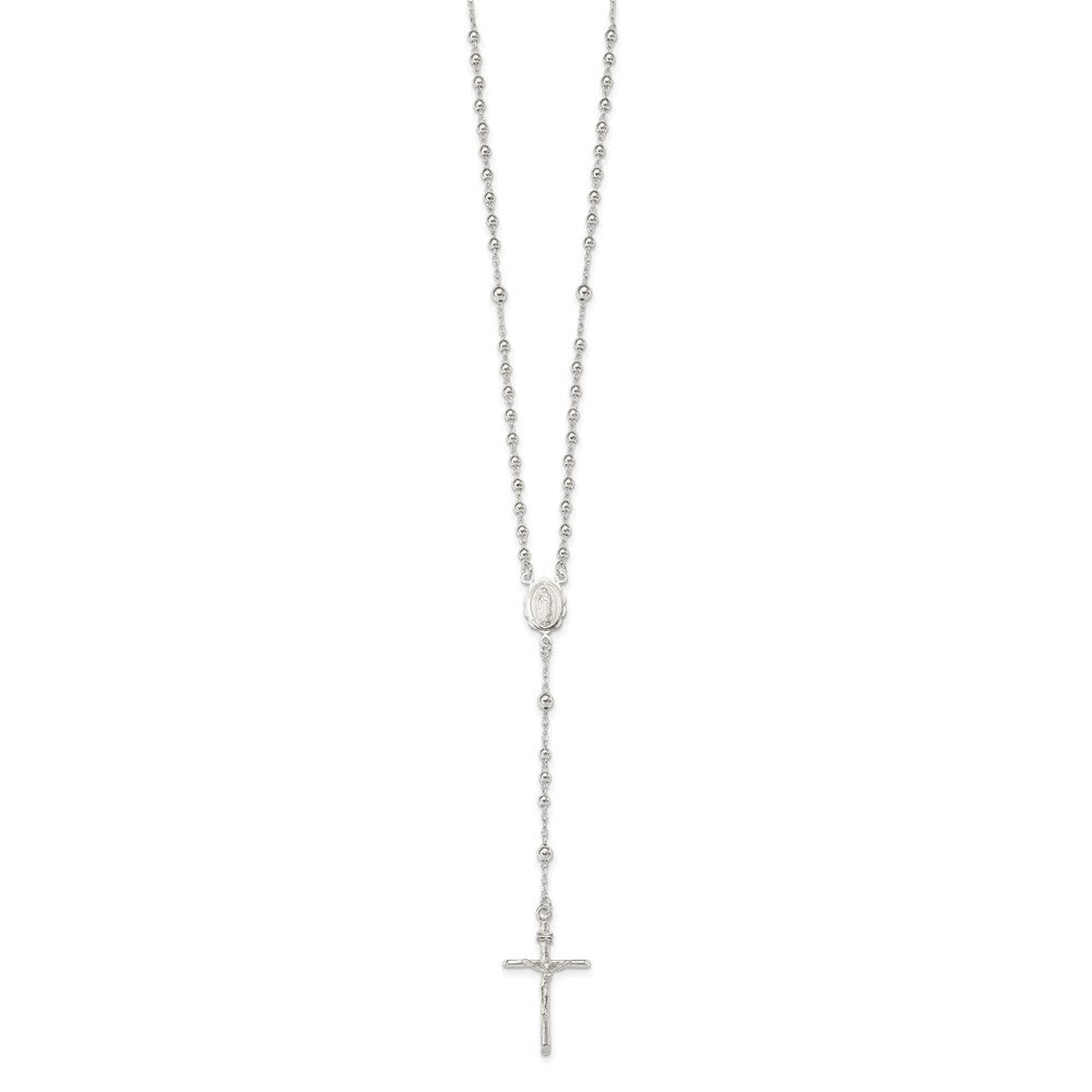 Sterling Silver Polished Rosary Necklace