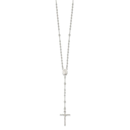 Sterling Silver Polished Rosary Necklace