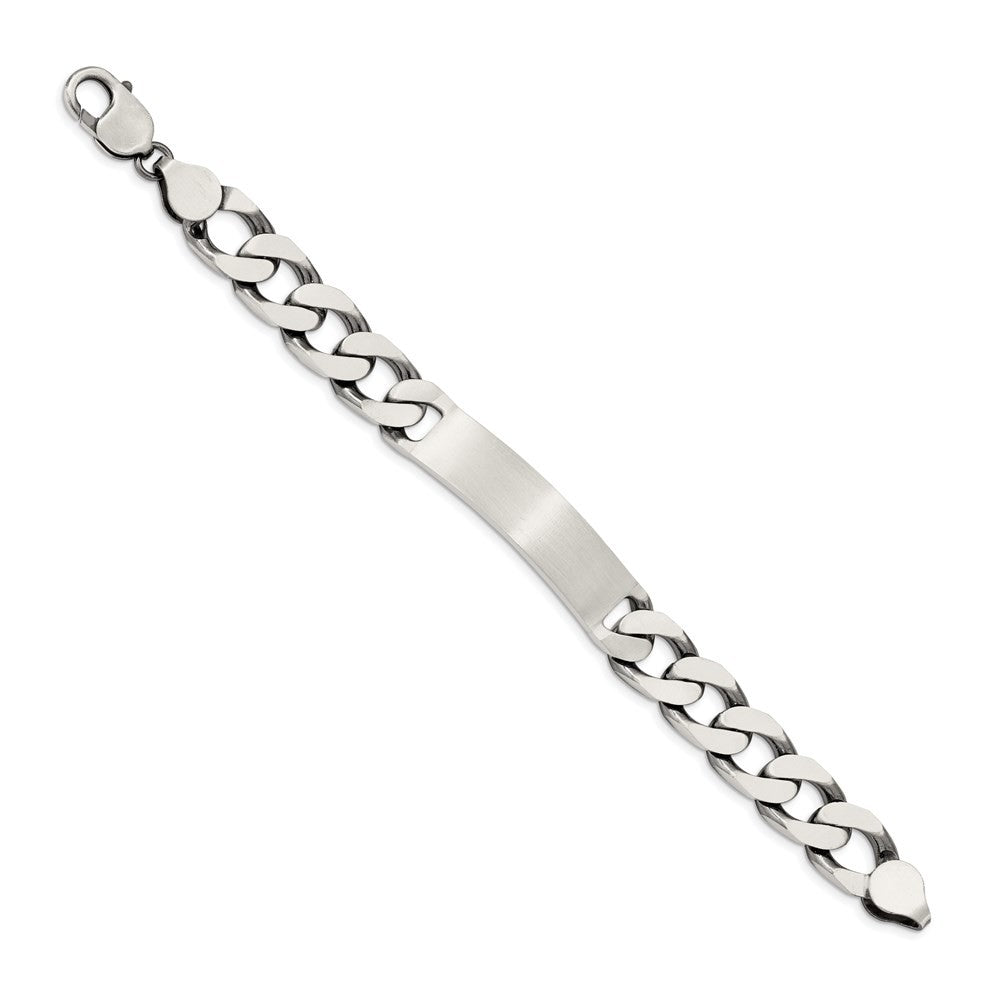 Sterling Silver 8.5inch Engraveable Antiqued Curb Link ID Bracelet