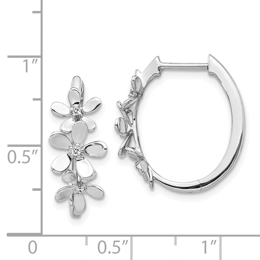 14k White Gold Diamond Hoop Earrings