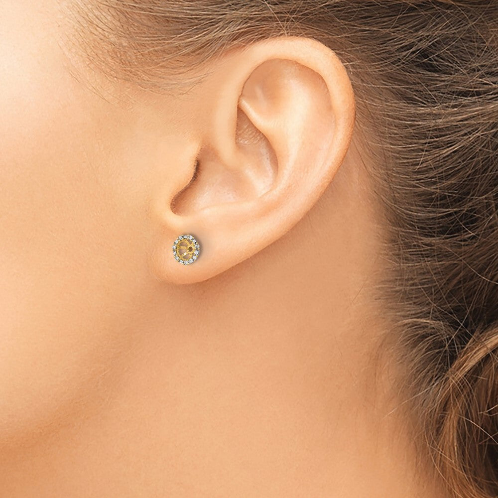 14k Yellow Gold Diamond Earring Jackets Gift for Women