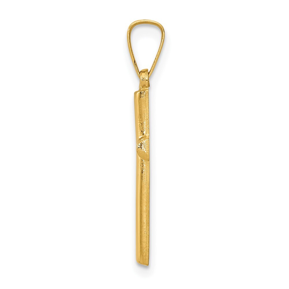 14k Yellow Gold Hollow Cross Pendant for Women