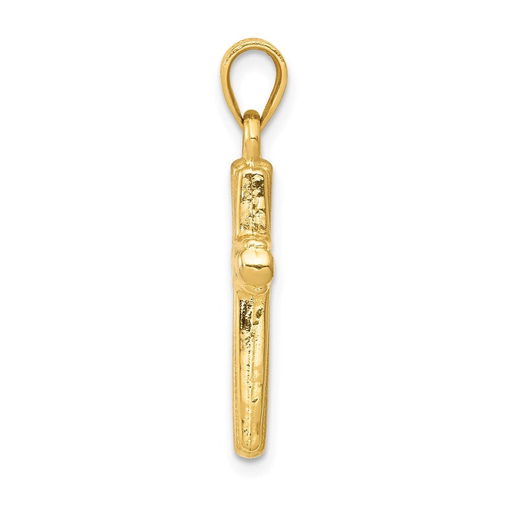 14k Yellow Gold Rhodium Cross Pendant