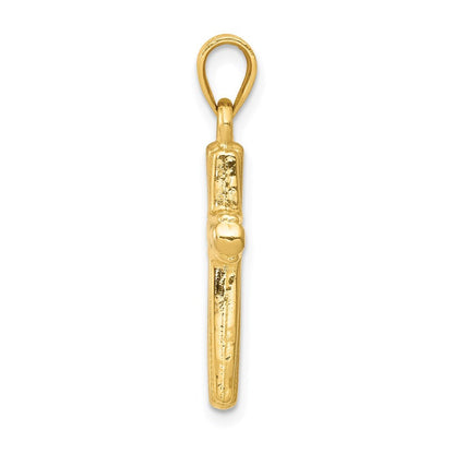 14k Yellow Gold Rhodium Cross Pendant