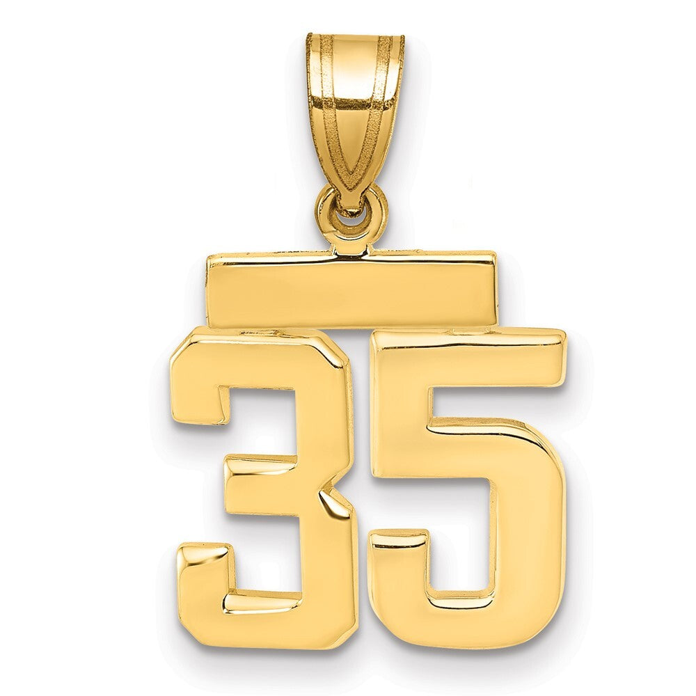 14k Yellow Gold Small Polished Number 35 Charm Pendant for Women