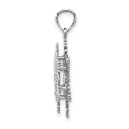 14k White Gold Polished and Textured 2 Level Snowflake Pendant for Women