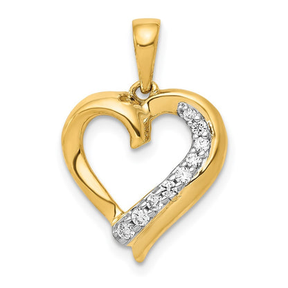 14k Yellow Gold 1/10ct. Diamond Heart Pendant for Women
