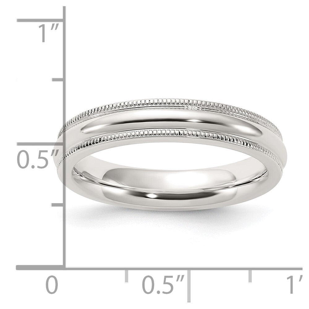 Sterling Silver 4mm Comfort Fit Half Round Milgrain Size 11 Band