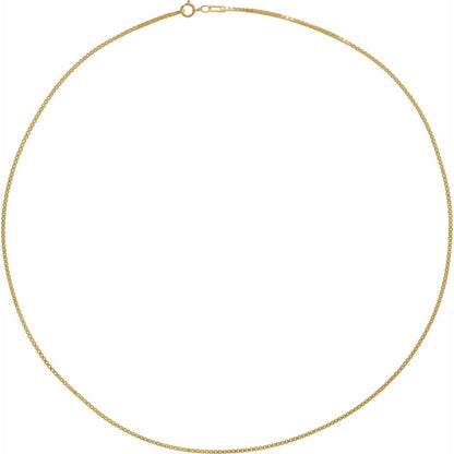 14k Yellow Gold 1.3 mm Diamond-Cut Box Chain Necklace 20" Fine Gift for Women