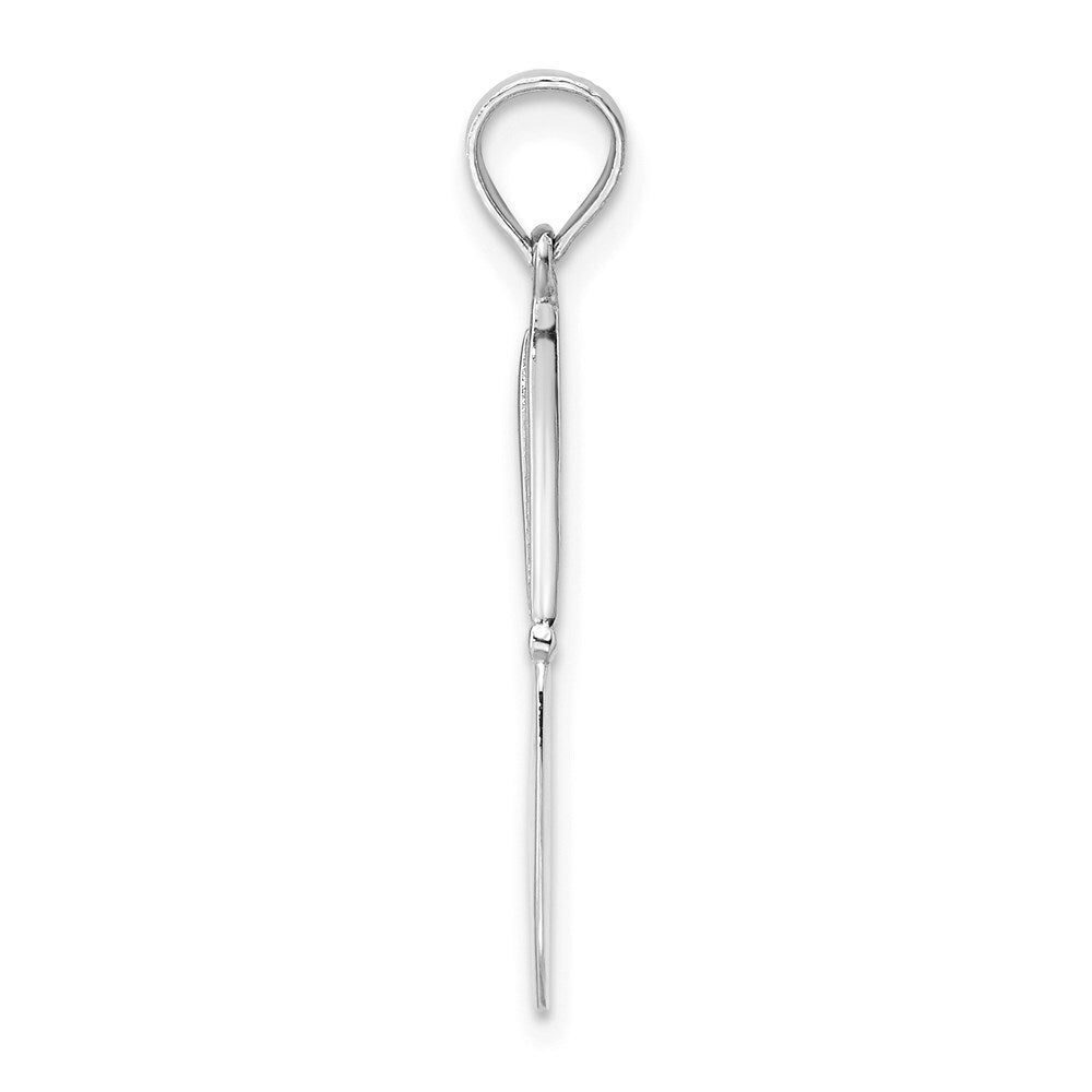 14k White Gold 3-D Polished Table Knife Charm Pendant for Women