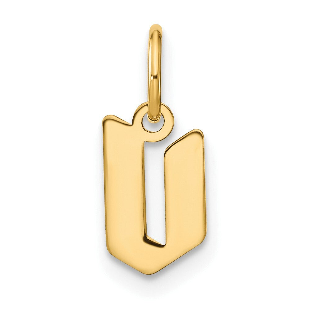 14k Yellow Gold Lowercase Letter V Initial Pendant for Women