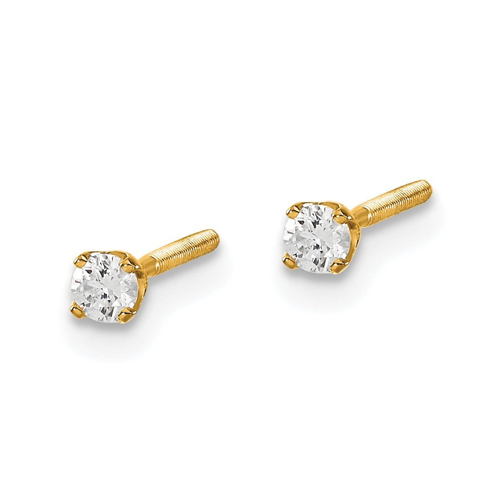 14ky .10ct. SI3 G-I Diamond Stud Thread on/off Earrings