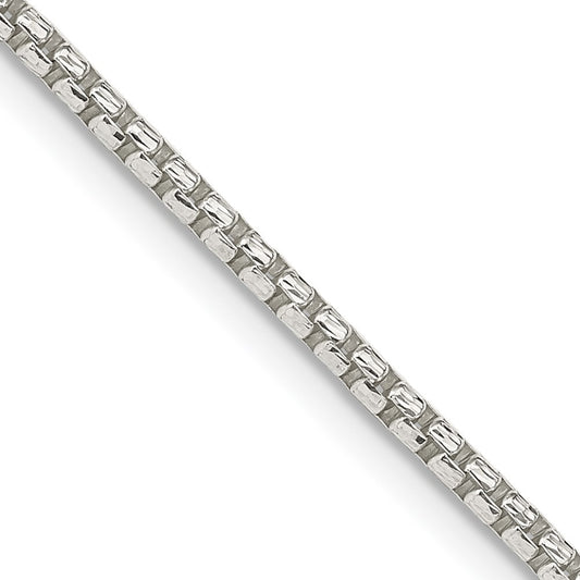 Sterling Silver 2mm Diamond-cut Round Box Chain Necklace