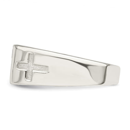 Sterling Silver Rhodium-plated Enameled Cross Ring Size 11