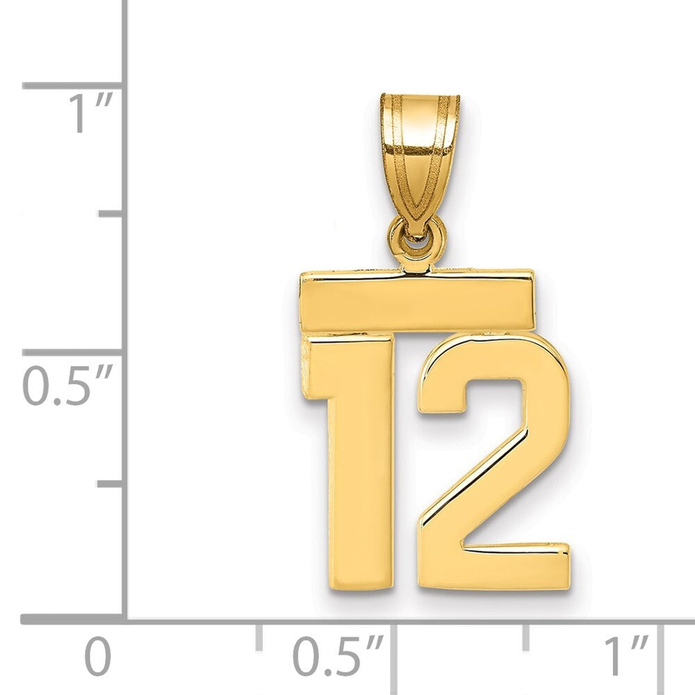 14k Yellow Gold Small Polished Number 12 Charm Pendant for Women