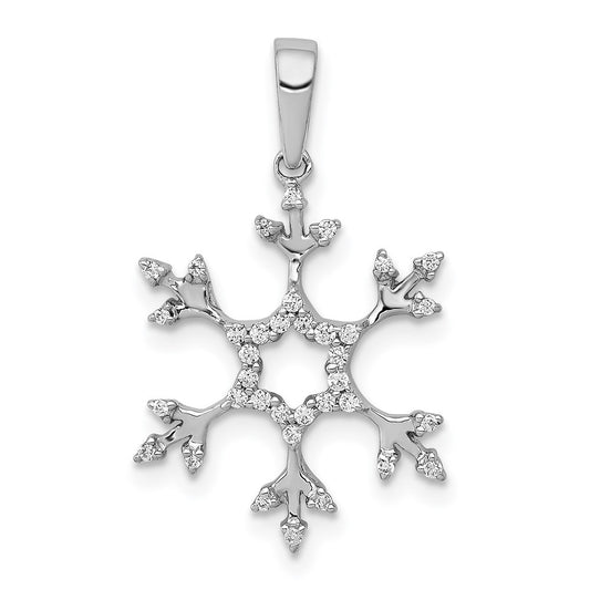 14k White Gold 1/6ct. Diamond Snowflake Pendant