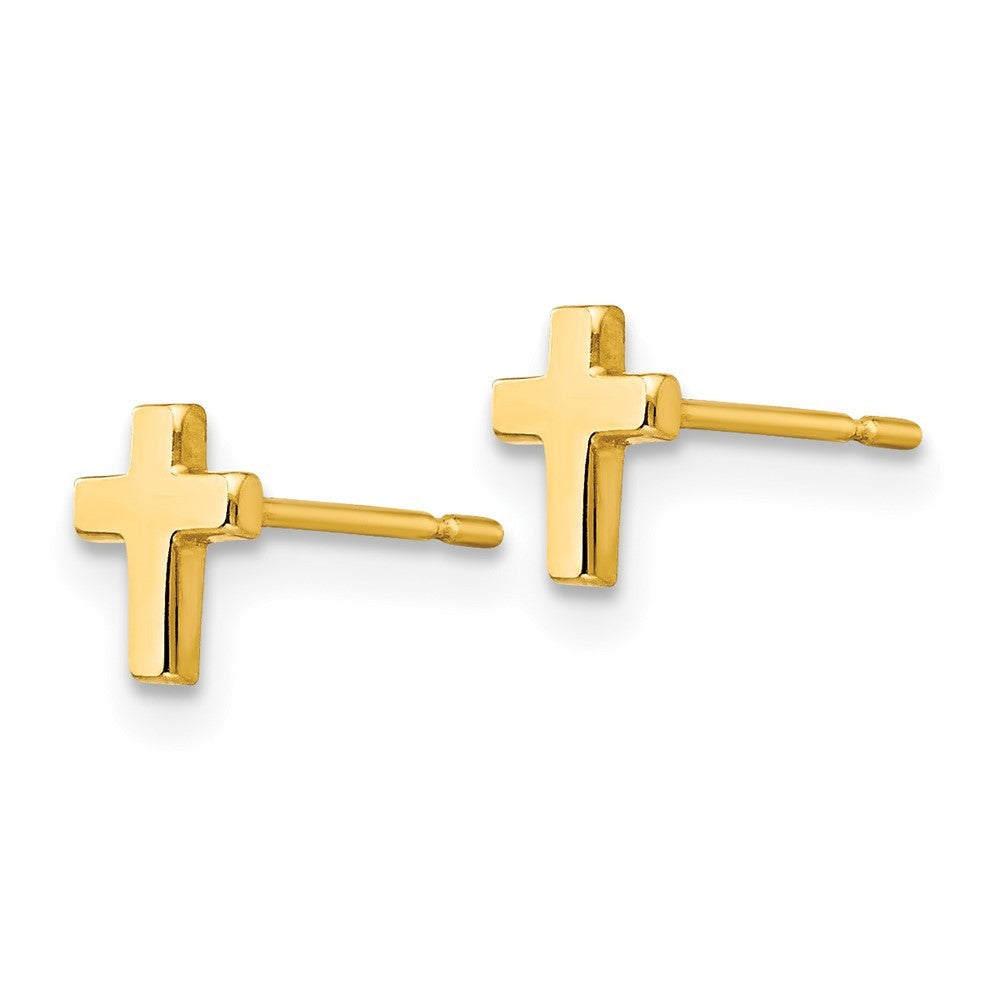 14k Yellow Gold Children's Cross Earrings