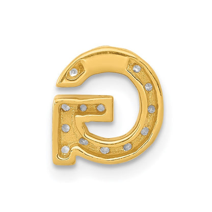 14k Yellow Gold  Diamond Letter G Initial Charm