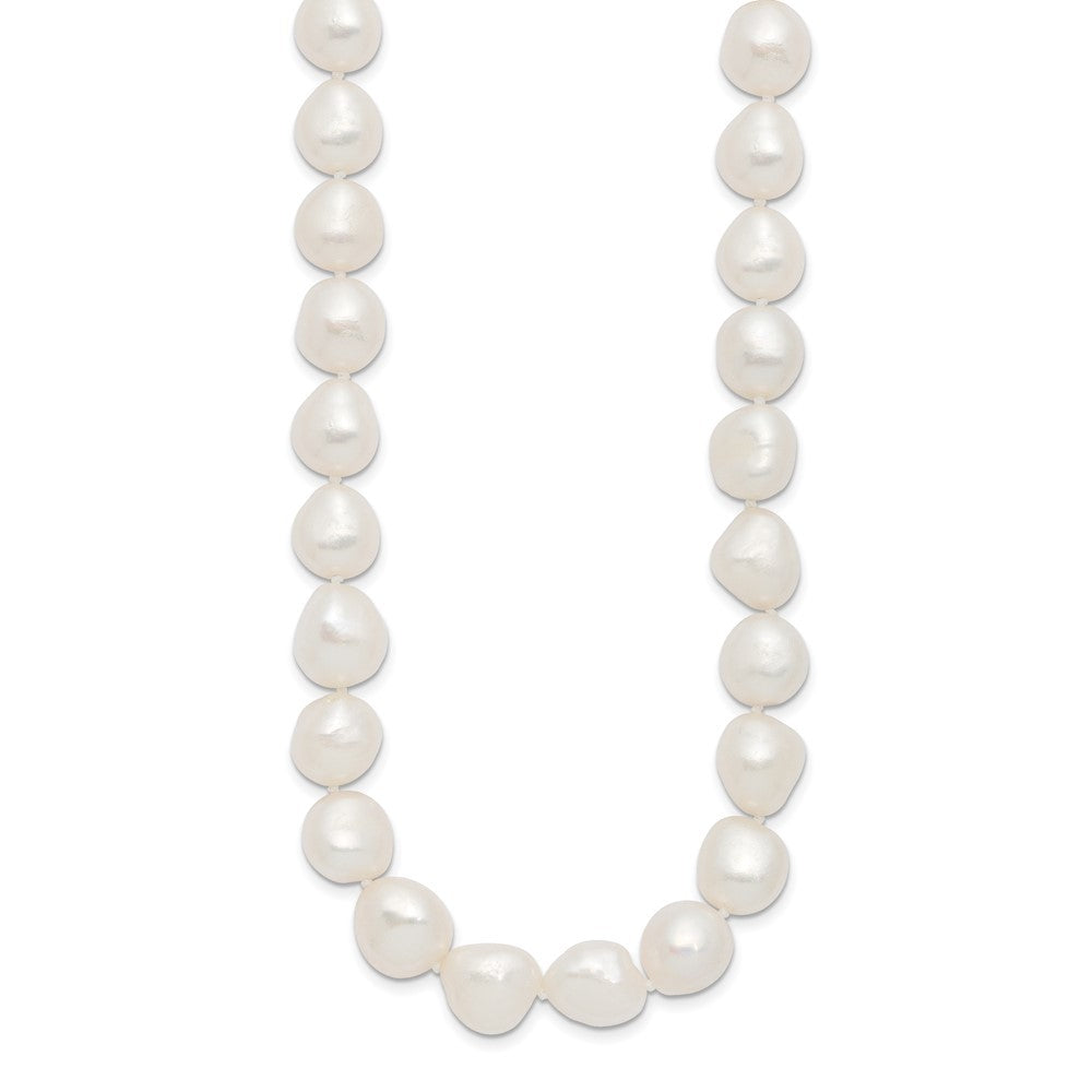 Sterling Silver Rhodium-plated 11-12mm White Baroque Cultured Pearl Necklace 18"