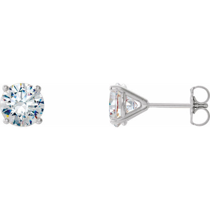 Gift for Mothers 14k White Gold 1 CTW Lab-Grown Diamond 4-Prong Stud Earrings