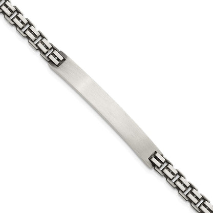 Sterling Silver Antiqued Brush Box Link 6 x 48mm Rectangle Plate 8" ID Bracelet