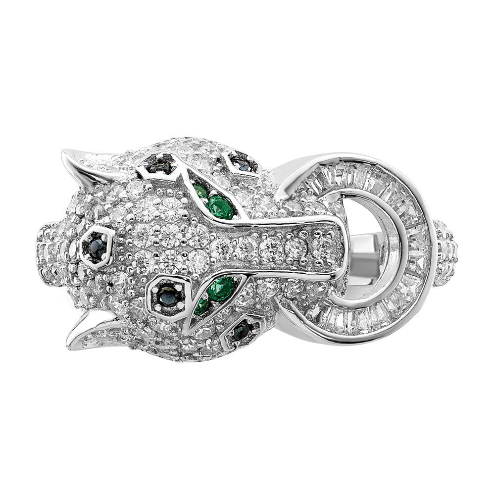 Sterling Silver Rhodium-plated Polished CZ Cheetah Ring Size 8