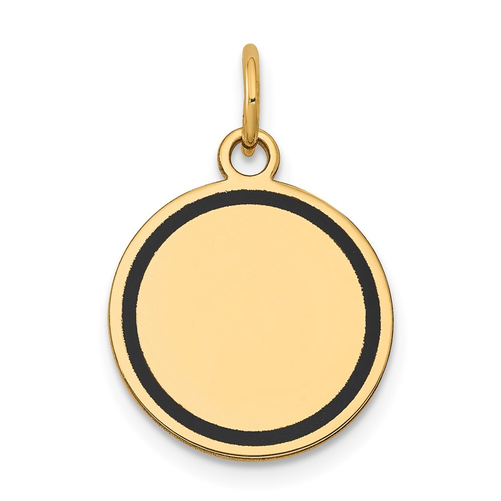 14k Yellow Gold Enamel .027 Gauge Circular Engravable Disc Charm Pendant