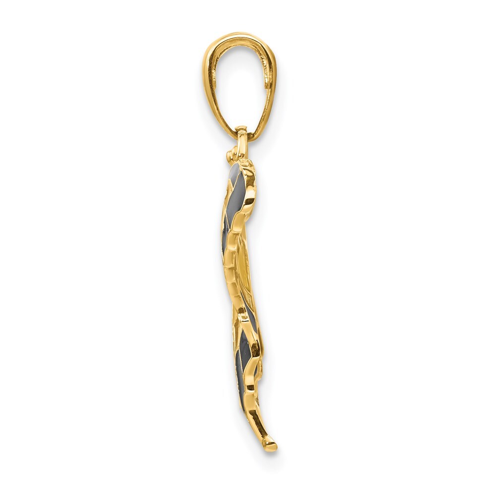 14k Yellow Gold Yellow Enameled Butterfly Pendant for Women