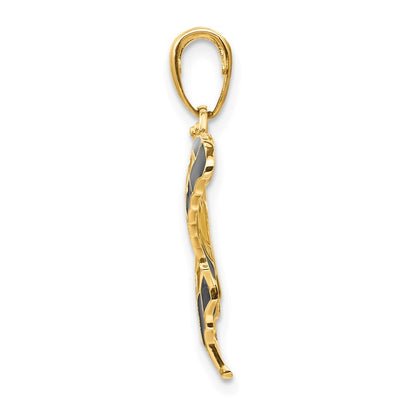14k Yellow Gold Yellow Enameled Butterfly Pendant for Women
