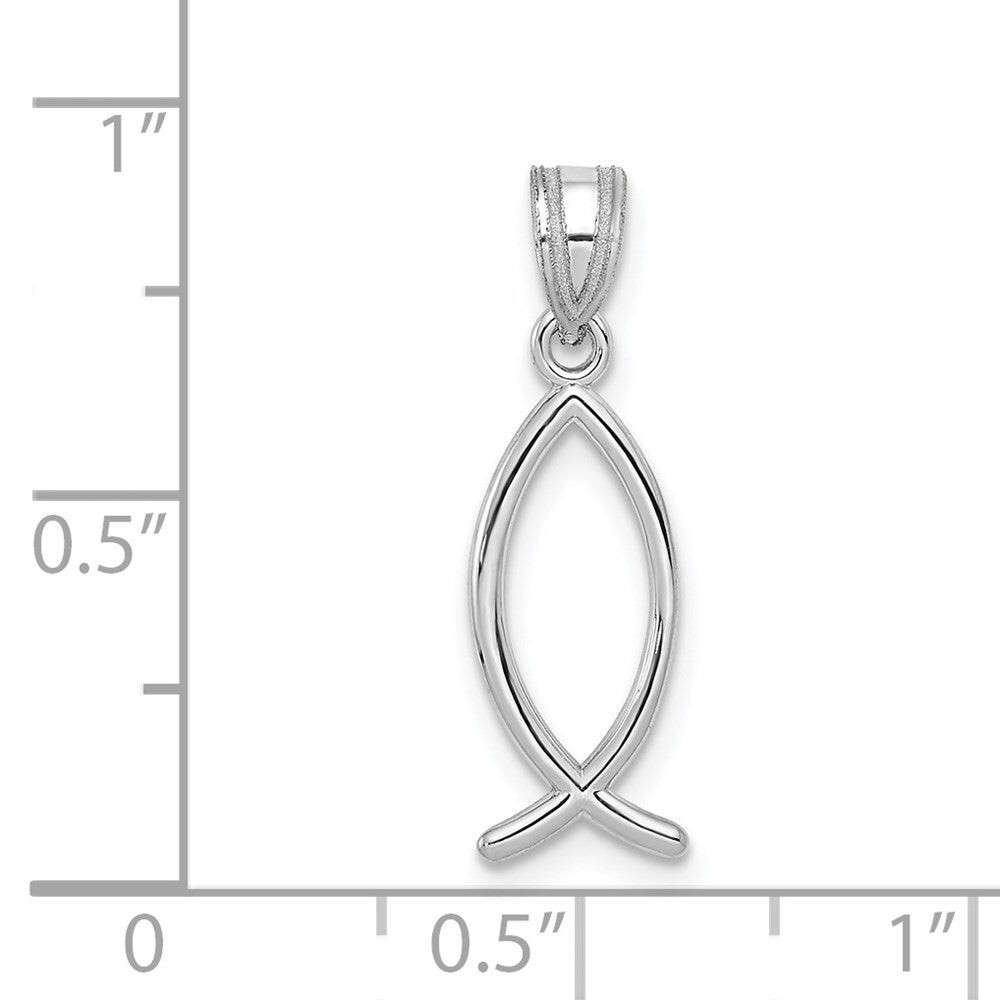 14k White Gold Ichthus Fish Pendant for Women