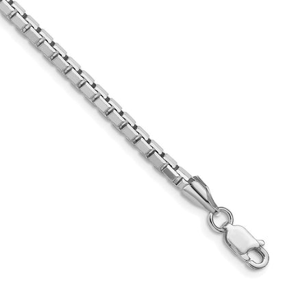 Sterling Silver Rhodium-plated 2.9mm 8 Sided Diamond-cut Box Chain Necklace