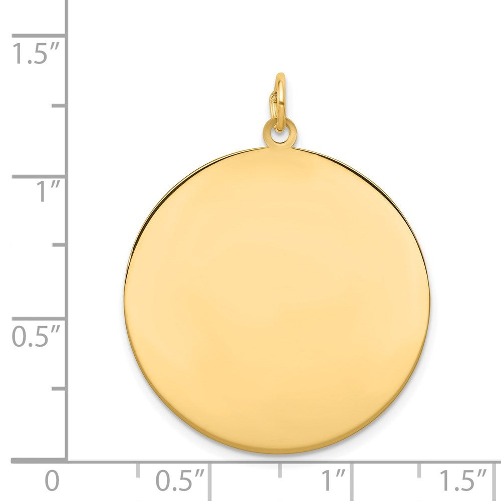 14k Yellow Gold Plain .018 Gauge Circular Engravable Disc Charm