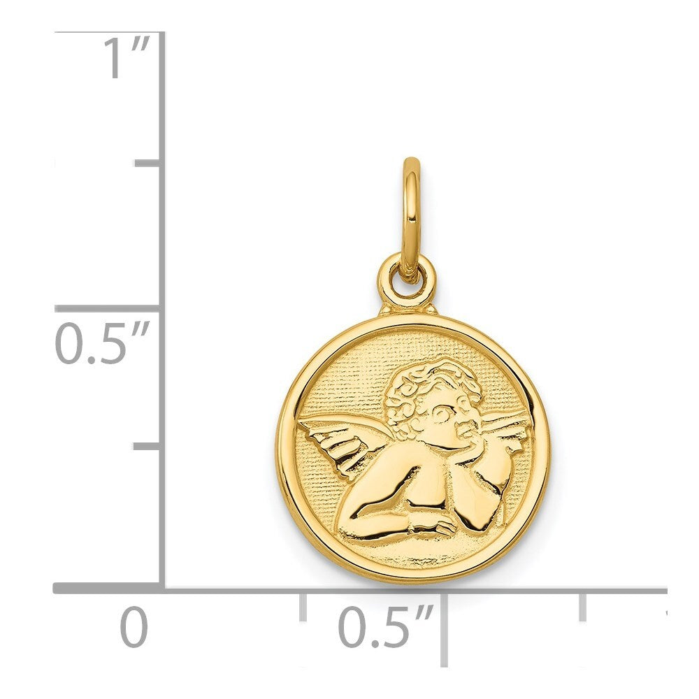 14k Yellow Gold Polished Angel Charm Pendant for Women