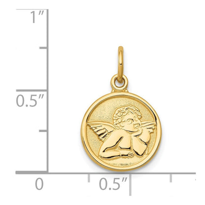 14k Yellow Gold Polished Angel Charm Pendant for Women