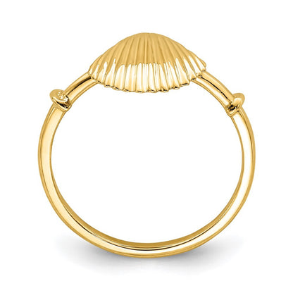 14K Yellow Gold Polished Shell Ring