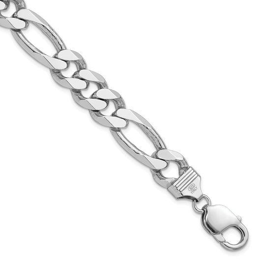 Sterling Silver Rhodium-plated 10.75mm Figaro Chain Bracelet