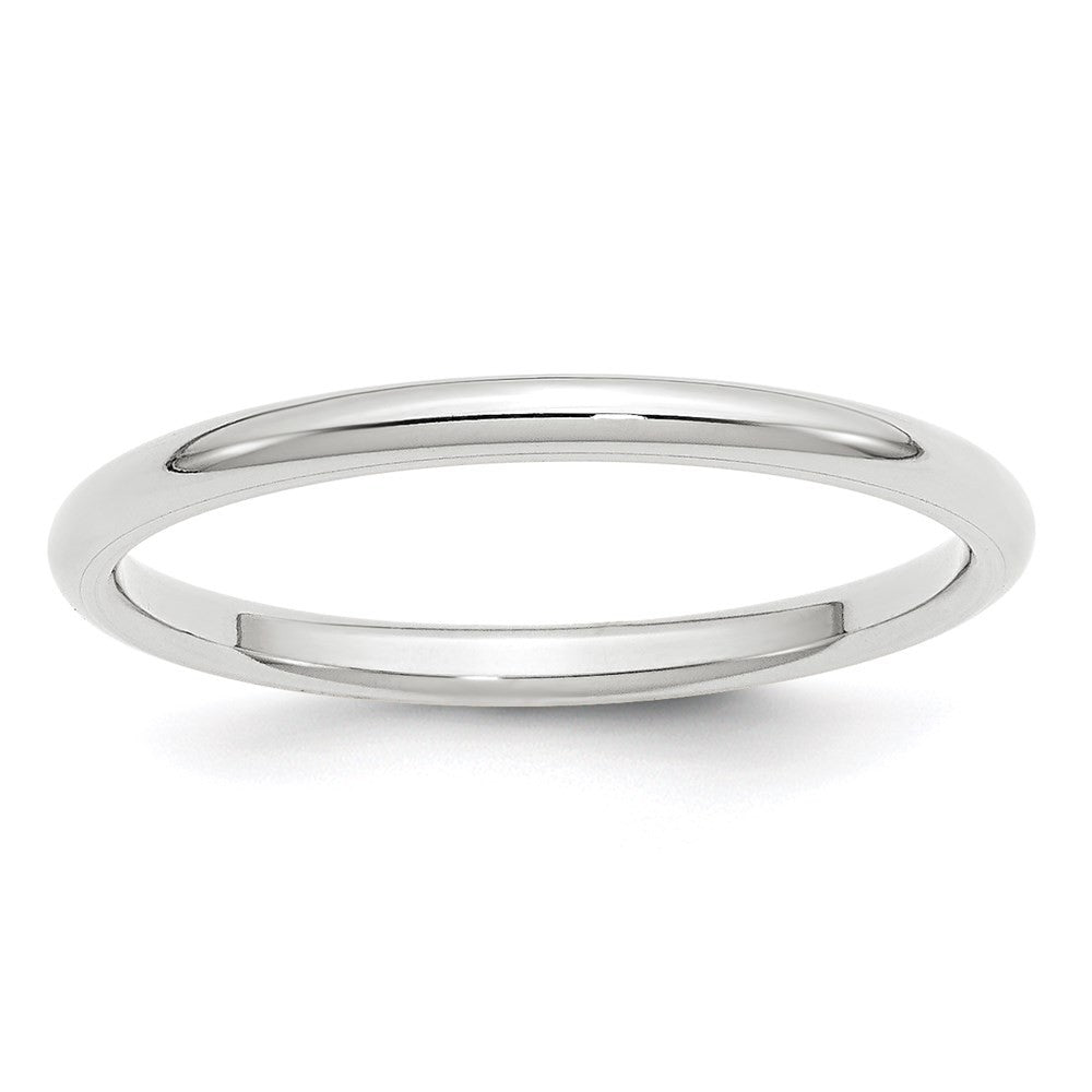 14k White Gold 2mm Standard Weight Comfort Fit Wedding Band Ring Size 10