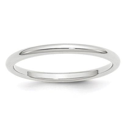 14k White Gold 2mm Standard Weight Comfort Fit Wedding Band Ring Size 10