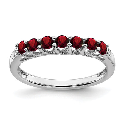 Sterling Silver Rhodium-plated Garnet and Diamond Ring Size 8